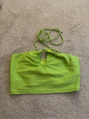 BuffBunny Lime Green Textured Halter Crop Top